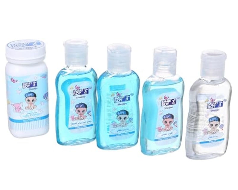 Baby Skin & Hair Care Set (Shampoo + Conditioner + Powder + Oil + Lotion), Light Blue DR-A-621 - Image 3
