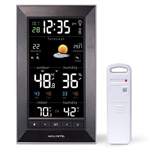 AcuRite Digital Vertical Weather Forecaster with Indoor/Outdoor Temperature, Humidity, and Date and Time (01121M) , BLACK - Image 1