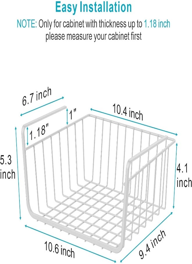 AKDC - Under Shelf Basket, Ispecle Small 6 Pack Under Shelf Storage Hanging Shelf Basket For Pantry Cupboard Laundry Room Add Extra Space, Easy To Install, White - Image 1