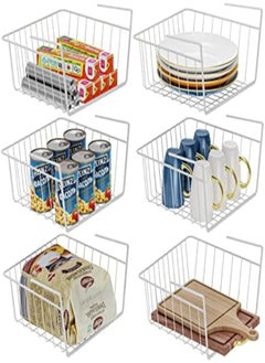 Under Shelf Basket, Ispecle Small 6 Pack Under Shelf Storage Hanging Shelf Basket For Pantry Cupboard Laundry Room Add Extra Space, Easy To Install, White