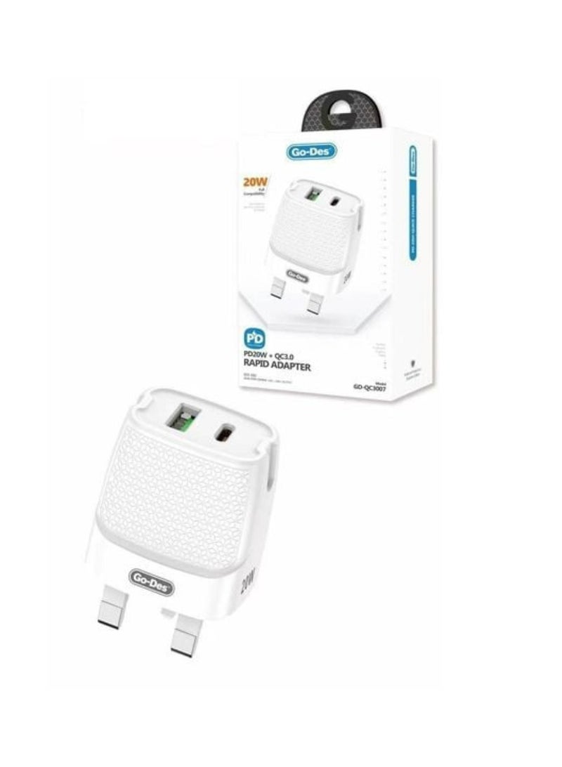 GO-DES 20W Quick Charger White - Image 3