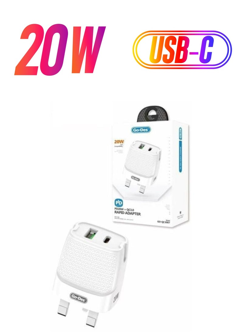 GO-DES 20W Quick Charger White - Image 1
