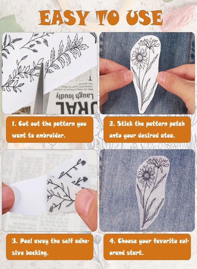 Yayatty 100 PCS Stick and Stitch Embroidery Paper Designs Water Soluble Stabilizer for Embroidery Patterns Adhesive Embroidery Transfer Paper with Pre-Printed Flower Butterfly for Hand Sewing Lover - Image 5