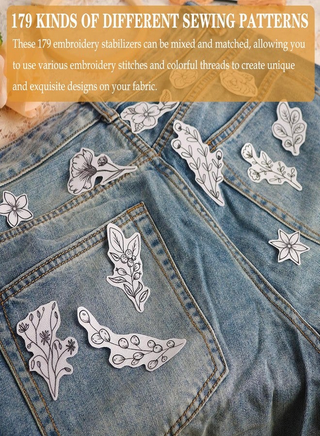 Yayatty 100 PCS Stick and Stitch Embroidery Paper Designs Water Soluble Stabilizer for Embroidery Patterns Adhesive Embroidery Transfer Paper with Pre-Printed Flower Butterfly for Hand Sewing Lover - Image 2