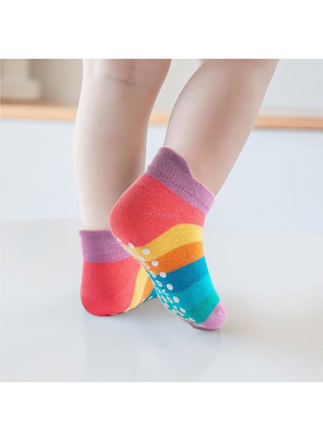 Aroveea Non Slip Grip Ankle Baby Socks 12 Pack for Toddler Boys and Girls Kids,Infant Cute Cotton Baby Socks, Rainbow2, 1-3 years - Image 2