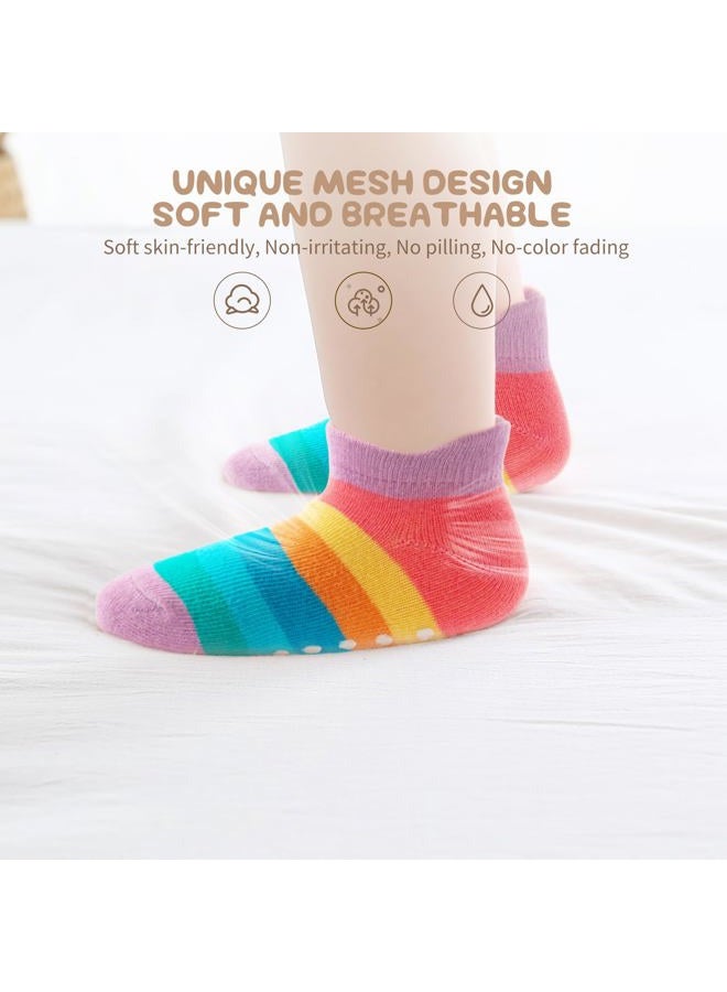 Aroveea Non Slip Grip Ankle Baby Socks 12 Pack for Toddler Boys and Girls Kids,Infant Cute Cotton Baby Socks, Rainbow2, 1-3 years - Image 4