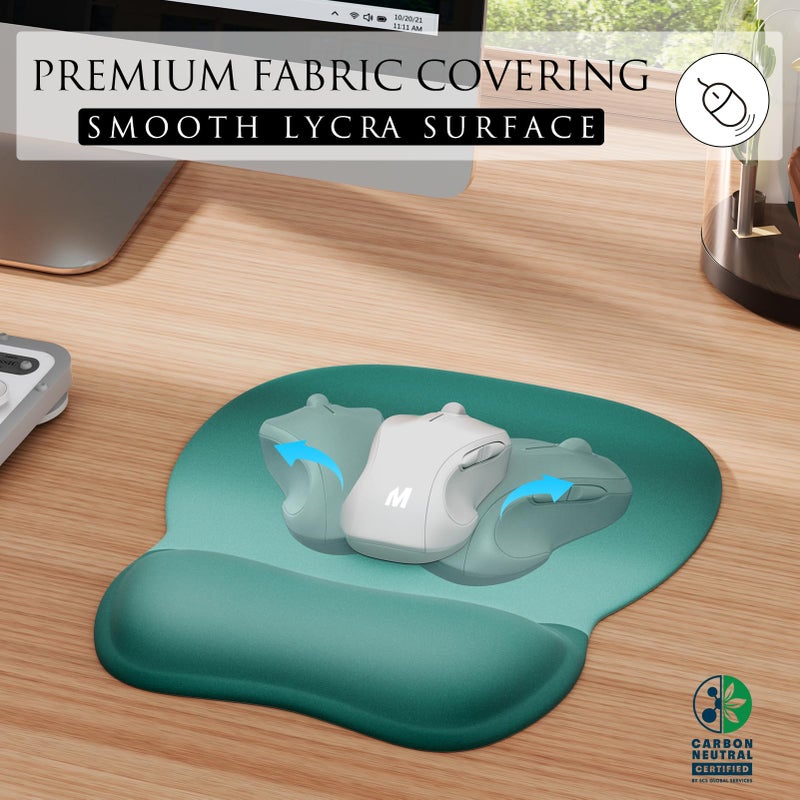 MROCO Ergonomic Mouse Pad with Gel Wrist Rest, Smooth Wrist Support Surface, Non-Slip PU Base for Pain Relief, Comfortable Mousepad for Computer, Laptop, Office & Home, 9.4 x 8.1 in, Green Gradient - Image 2