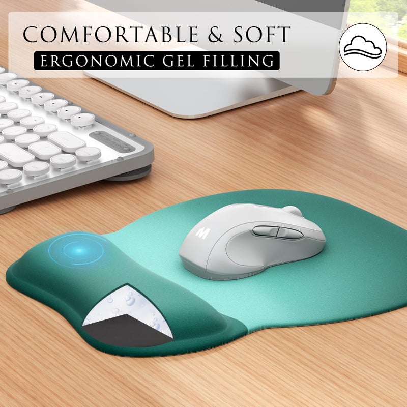 MROCO Ergonomic Mouse Pad with Gel Wrist Rest, Smooth Wrist Support Surface, Non-Slip PU Base for Pain Relief, Comfortable Mousepad for Computer, Laptop, Office & Home, 9.4 x 8.1 in, Green Gradient - Image 4