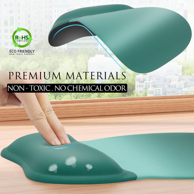 MROCO Ergonomic Mouse Pad with Gel Wrist Rest, Smooth Wrist Support Surface, Non-Slip PU Base for Pain Relief, Comfortable Mousepad for Computer, Laptop, Office & Home, 9.4 x 8.1 in, Green Gradient - Image 5