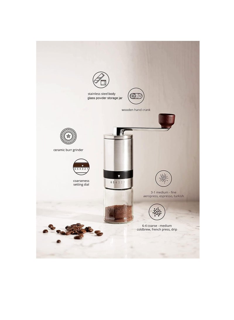 Generic - Manual Coffee Grinder & 50pcs Filter Paper Bags, Portable Hand Crank Coffee Beans Mill with Haning Drip Coffee Bags for Camping Travel, Home Office Coffee Machine Blender with Adjustable Coarseness - Image 1