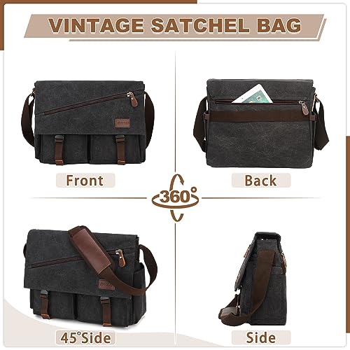 RAVUO Messenger Bag For Men,Water Resistant Unisex Canvas Shoulder Bag Fits 14 Inch Laptop Satchel Crossbody Bag for Work and College - Image 5