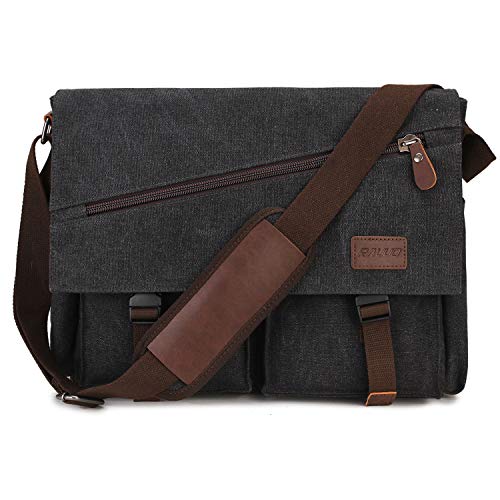 RAVUO Messenger Bag For Men,Water Resistant Unisex Canvas Shoulder Bag Fits 14 Inch Laptop Satchel Crossbody Bag for Work and College - Image 1
