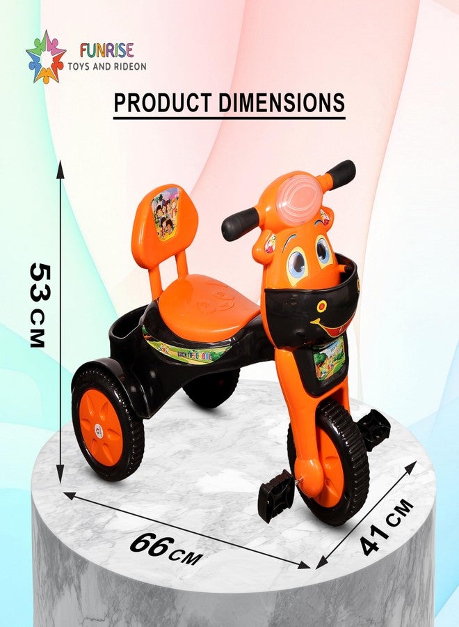 Funrise Baby Tricycle with Musical Horn and led Lights, with 2 Baskets, Comfortable seat and Back Rest, Smooth Wheels,Firm Handle Grip TC 711 (Orange) - Image 3