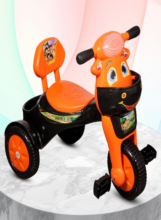 Funrise Baby Tricycle with Musical Horn and led Lights, with 2 Baskets, Comfortable seat and Back Rest, Smooth Wheels,Firm Handle Grip TC 711 (Orange) - Image 1