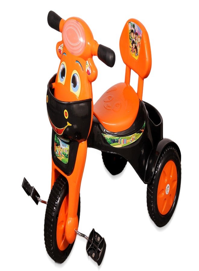 Funrise Baby Tricycle with Musical Horn and led Lights, with 2 Baskets, Comfortable seat and Back Rest, Smooth Wheels,Firm Handle Grip TC 711 (Orange) - Image 5