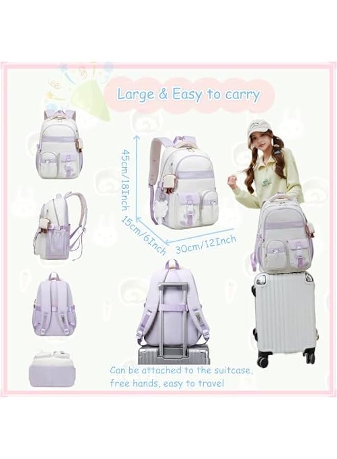 Teen Girls' Backpack for School Color-blocking Sports Kids Backpack for Teens Middle School Students Bookbag - Image 2