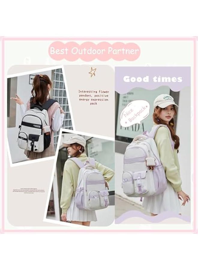Teen Girls' Backpack for School Color-blocking Sports Kids Backpack for Teens Middle School Students Bookbag - Image 3