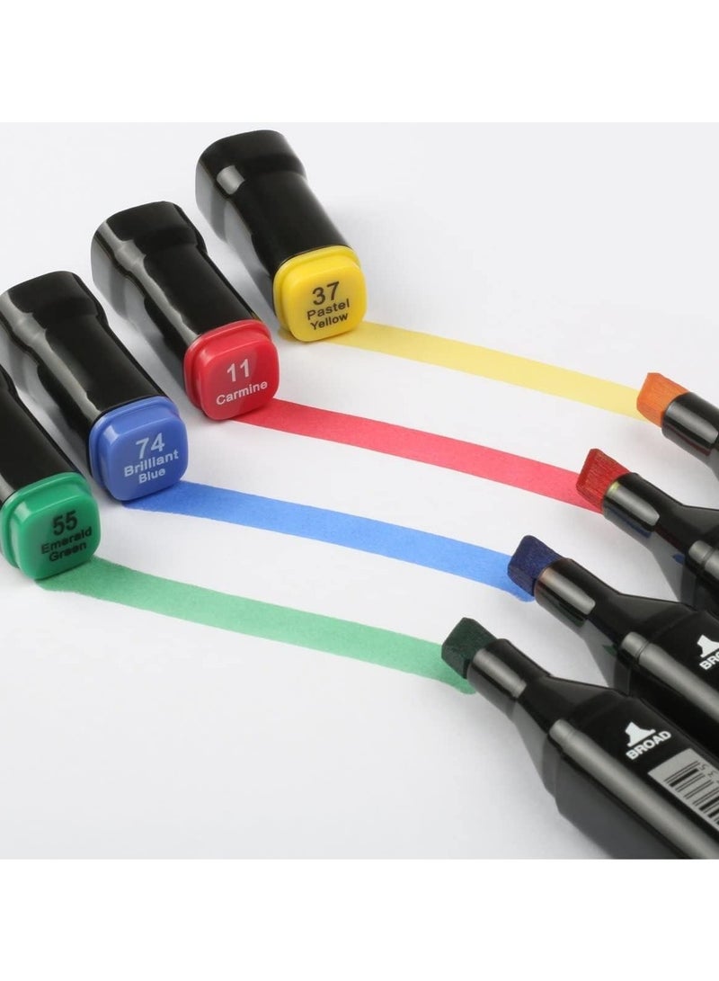 مجموعة أقلام تحديد فنية ذات طرفين للفنانين البالغين للتلوين والرسم باستخدام حبر كحولي - فرشاة وإزميل بطرفين 48 لونًا - Image 4