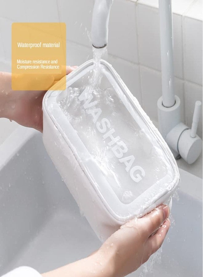 CherryBox Cosmetic Makeup Organizer Toiletry Bag Grooming Kit Portable Organizer Case Carry Water Proof Pouch for Women and Men with Zipper (Medium, White) - Image 4