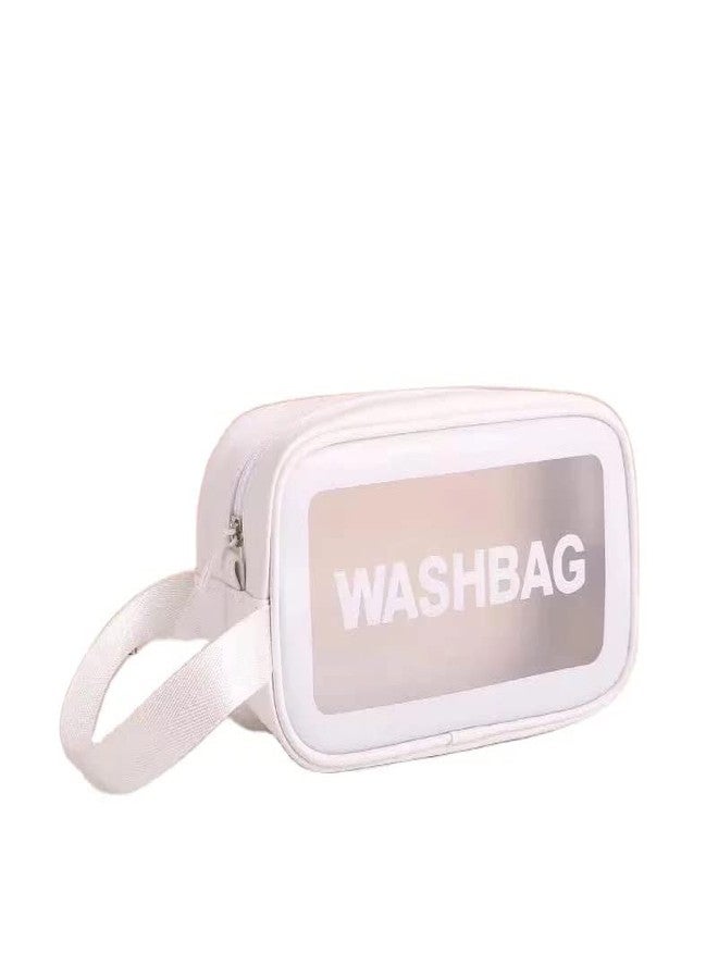 CherryBox Cosmetic Makeup Organizer Toiletry Bag Grooming Kit Portable Organizer Case Carry Water Proof Pouch for Women and Men with Zipper (Medium, White) - Image 1