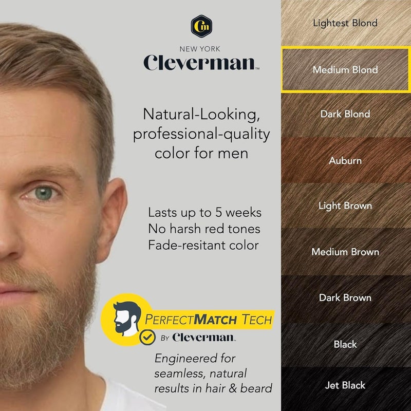 Cleverman Medium Blond Hair & Beard Dye for Men, All-in-One Reusable Kit - Mens Color For Natural-Looking Gray Coverage, Professional-Quality and Ammonia-Free for Hair, Beard & Gray Mustache - Image 5