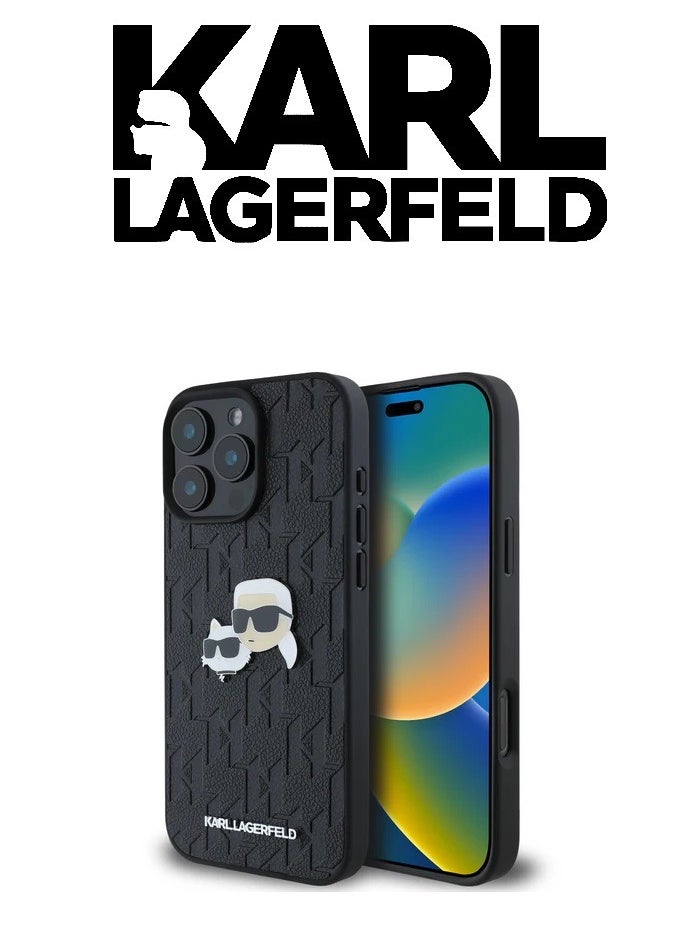 CG MOBILE iPhone 15 Pro Max Back Case, Original Logo and Leather Design, Approved by Global Brand (KARL LAGERFELD) by CG Mobile, Black  - Image 3