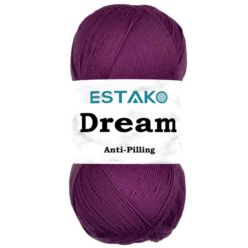 Estako Dream, 100% Microfiber Acrylic Yarn, Soft, Super Fino/Fingering Weight (1) for Crochet and Knitting 3.5 Oz (100g) / 382 Yrds (350m) (70678 - Purple) - Image 1