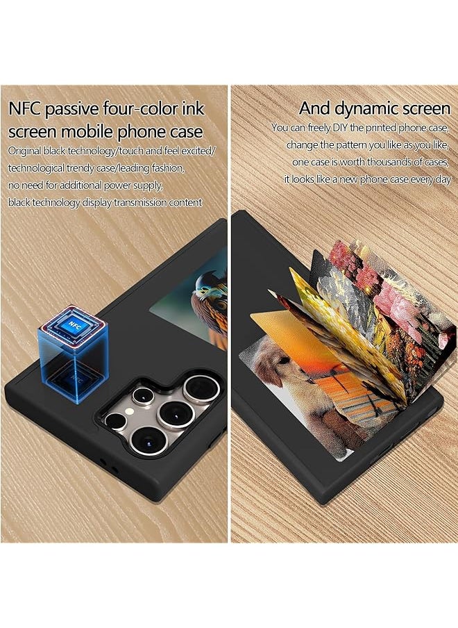 erorex - Smart E Ink Display Phone Case For S24 Ultra 4 Color Ink Display Photo Case With Carbon Fiber Style Shock Resistant And Anti Scratch Black Nfc Transmission Long Lasting Imaging Display - Image 1
