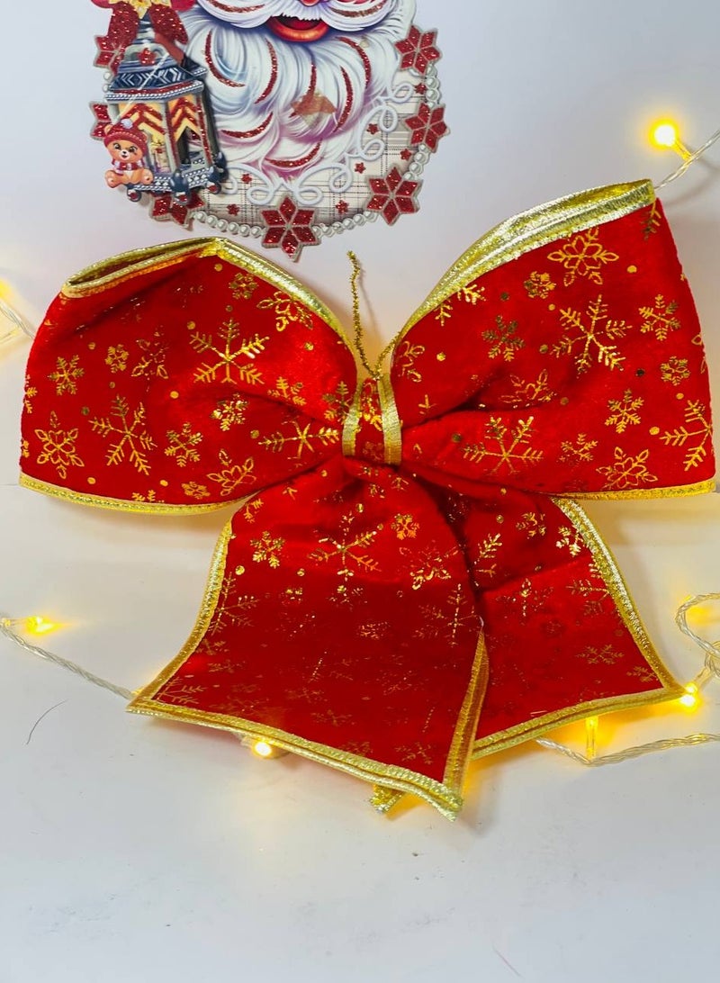 فيونكه عيد الميلاد الحمراء،مسبقة . فيونكة من القماش مقاس 22 ، فيونكة إكليل عيد الميلاد، زينة شجرة عيد الميلاد، فيونكات لتزيين حفلات عيد الميلاد (أورجانزا حمراء) - Image 1