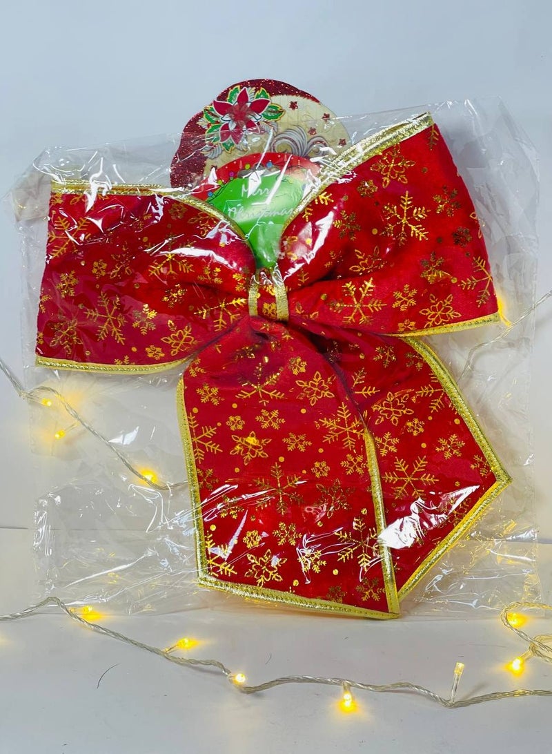 فيونكه عيد الميلاد الحمراء،مسبقة . فيونكة من القماش مقاس 22 ، فيونكة إكليل عيد الميلاد، زينة شجرة عيد الميلاد، فيونكات لتزيين حفلات عيد الميلاد (أورجانزا حمراء) - Image 2