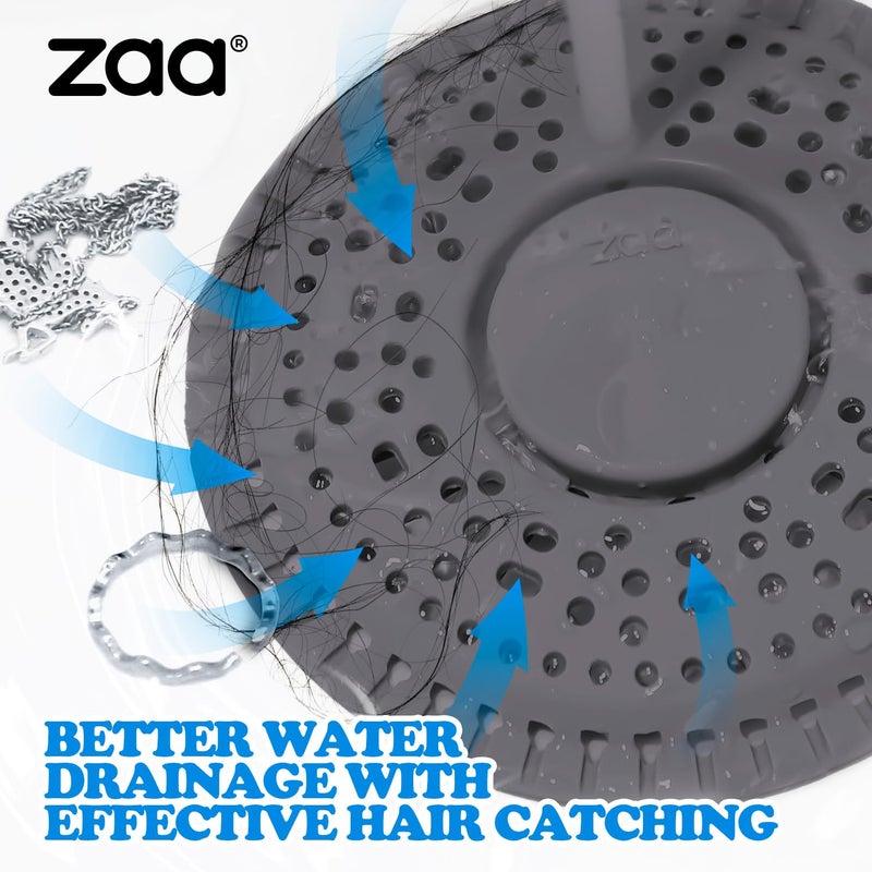 zaa Shower Drain Hair Catcher, Upgraded 2Pack Premium Silicone Drain Protector & Shower Drain Cover for Regular Floor Drains of Shower Room, Bathroom, Dark Gray - Image 2