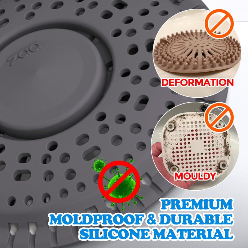zaa Shower Drain Hair Catcher, Upgraded 2Pack Premium Silicone Drain Protector & Shower Drain Cover for Regular Floor Drains of Shower Room, Bathroom, Dark Gray - Image 4