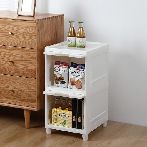 BRIGATTES Multi-Purpose Organizer | Stackable Rack, Space-Saving Wardrobe Cabinet | Modular Storage Box for Clothes, Kitchen, Bedroom & Living Room (Off White) 2 Tier - Image 1