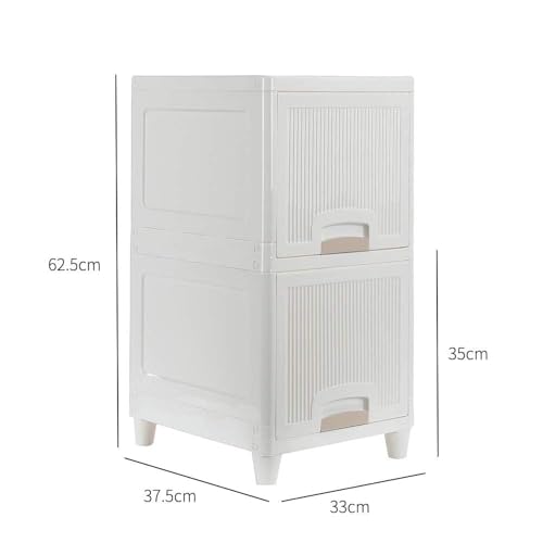 BRIGATTES Multi-Purpose Organizer | Stackable Rack, Space-Saving Wardrobe Cabinet | Modular Storage Box for Clothes, Kitchen, Bedroom & Living Room (Off White) 2 Tier - Image 2