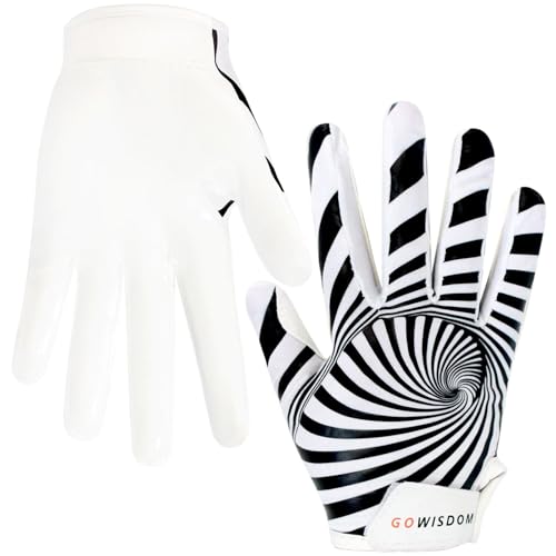 GOWISDOM Youth Football Gloves, High Silicone Grip Receiver Gloves with Super Stick for Kids, White, M/L(6-6.5 inch) - Image 2
