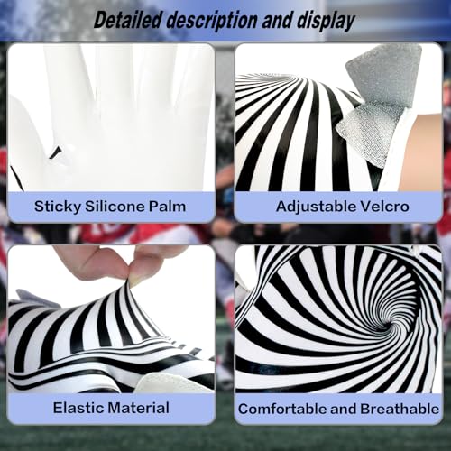 GOWISDOM Youth Football Gloves, High Silicone Grip Receiver Gloves with Super Stick for Kids, White, M/L(6-6.5 inch) - Image 4