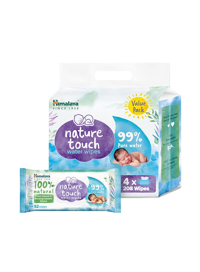 Himalaya Nature Touch Water Wipes 4 x 52 Wipes - Image 1