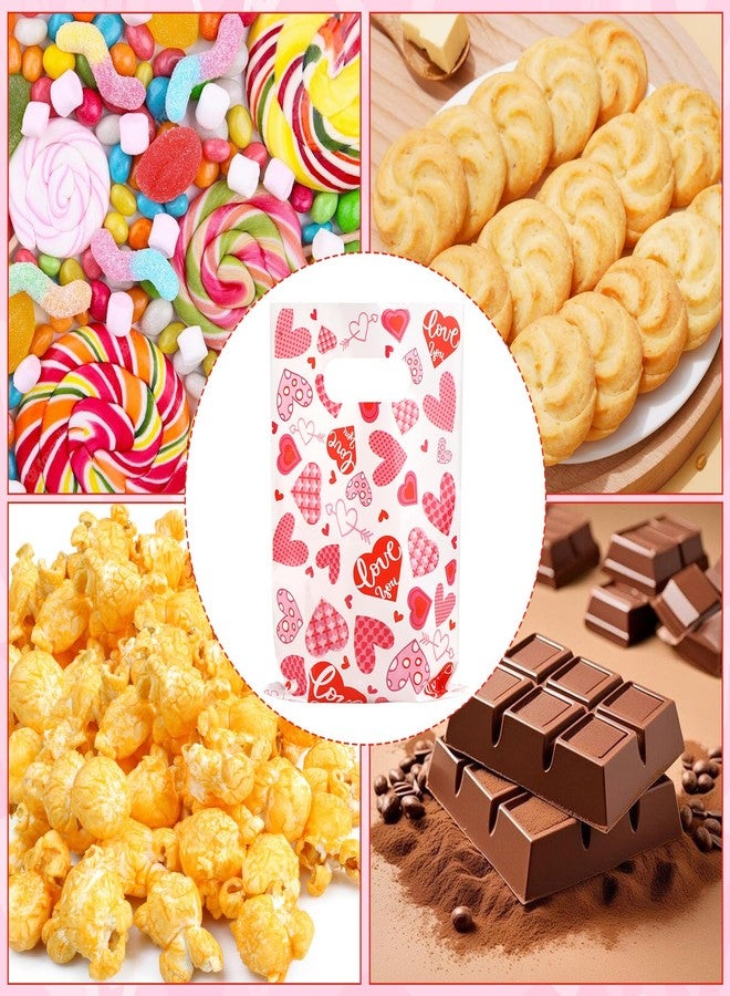 Hxezoc 50 Pieces Valentines Day Gift Bags with Handle, Plastic Treat Candy Bag Heart Goodie Treat Bags for Valentine's Day Anniversary, Baby Showers Birthday Party Supplies - Image 5
