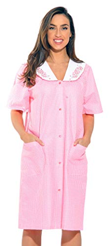 Dreamcrest 8511-Coral-L Dreamcrest Short Sleeve Duster / Housecoat / Women Sleepwear,Coral,Large - Image 5