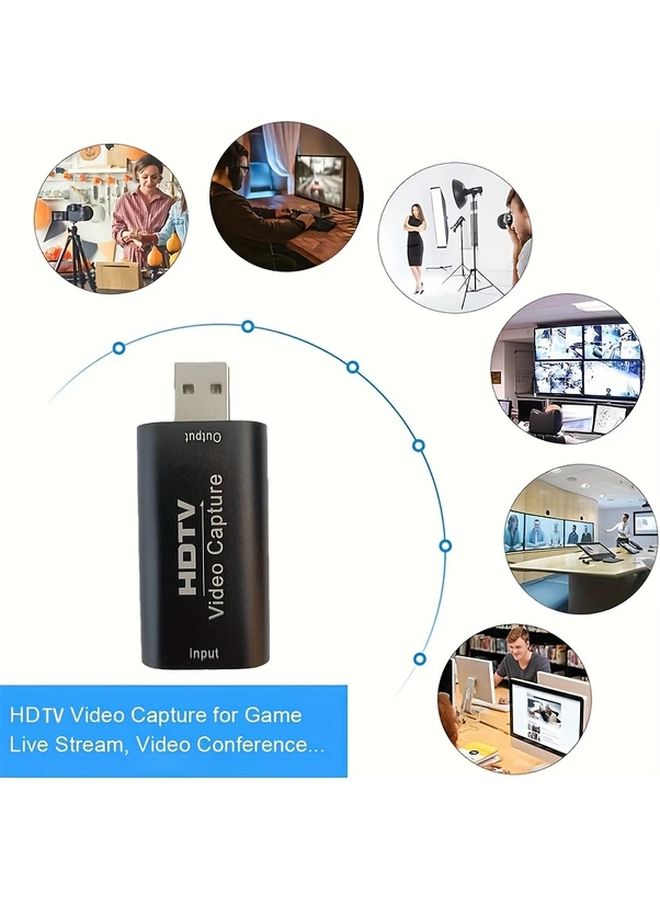 Black 1080P USB 2.0 Video Capture Card for Streaming Gaming Conferencing - Image 4