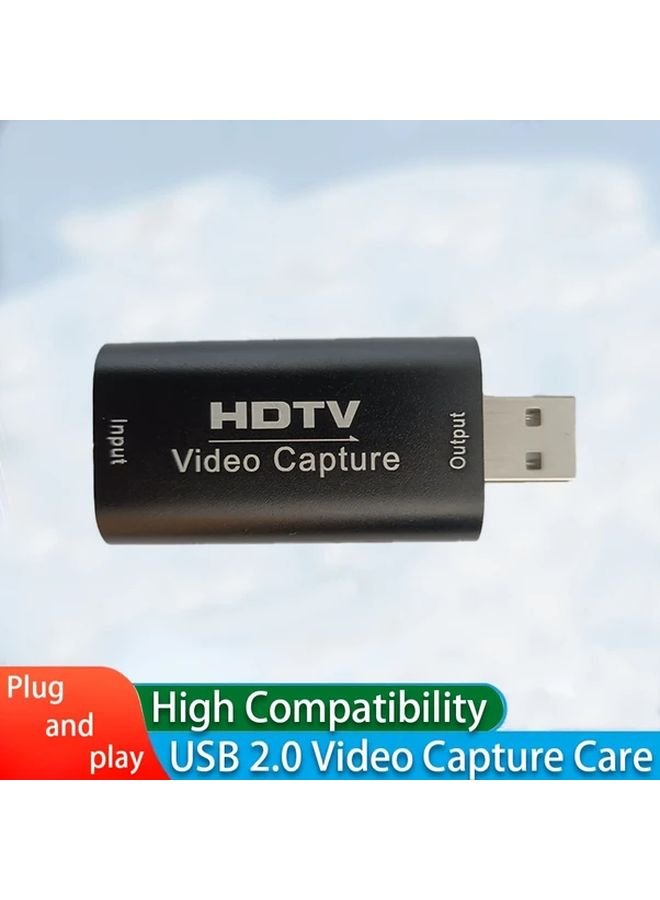 Black 1080P USB 2.0 Video Capture Card for Streaming Gaming Conferencing - Image 1
