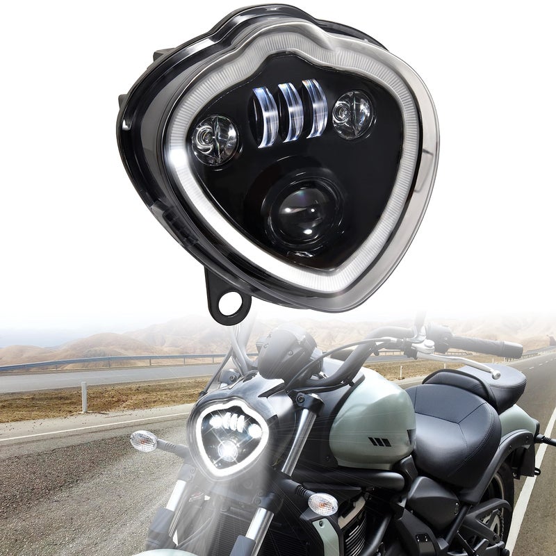 VEISUTOR LED Headlights for Kawasaki Vulcan 650 1525 Projector LED Headlamp Front Lights with High Low bean DRL Halo Ring lights for Kawasaki Vulcan S 650 EN650 20152025 Replace YGJM0031