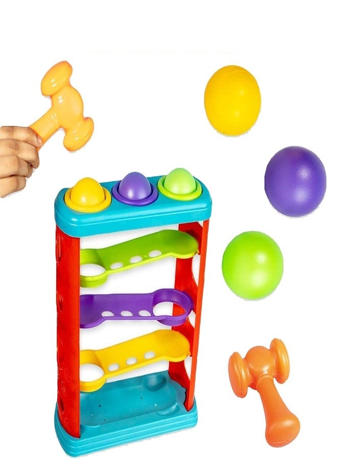 Dorytoys Dorytoy Kids Hammer Ball Toy with Colorful Rolling Track Whack-a-Ball Pounding Bench Game Early Learning Motor Skill Development for Toddlers & Babies - Image 2