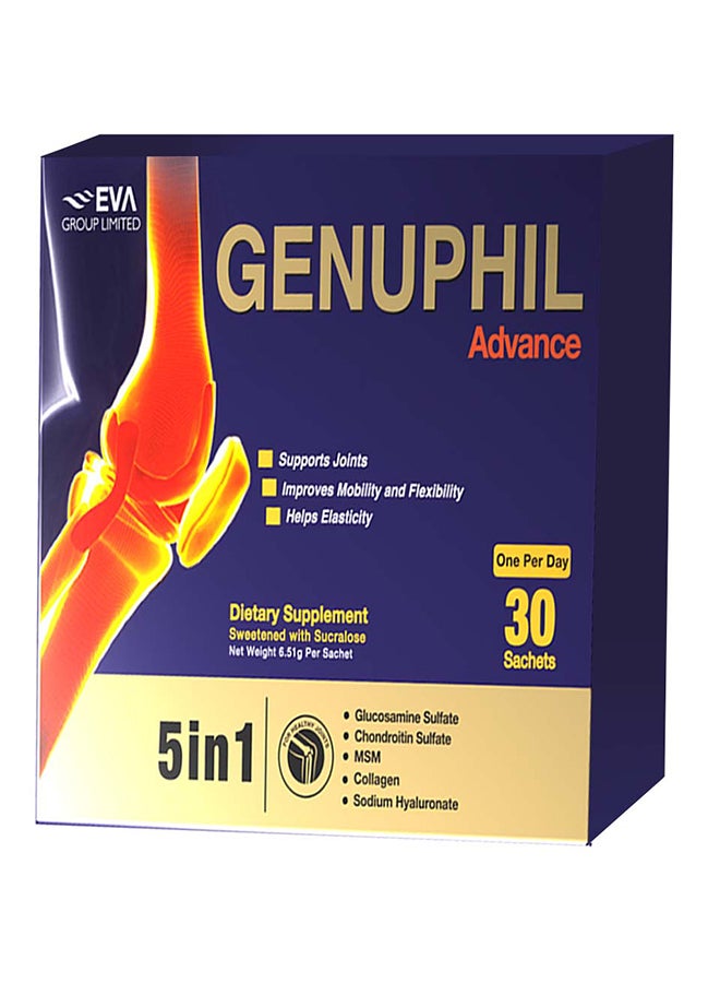 Genuphil Advance 5-In-One Oral Powder Sachets For Healthy Joints, Pack Of 30'S