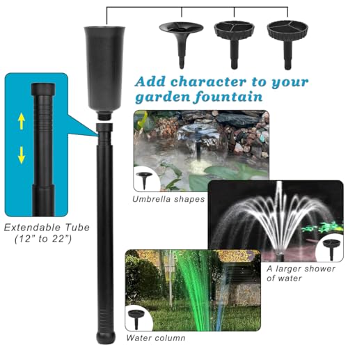 DOMICA 45W 792 GPH LED Pond Pump with Fountain Kit (3000L/H), Submersible Garden Water Fountain Pump, for Waterfall, Hydroponics, Aquariums, Fish Tanks, Indoor Outdoor - Image 3