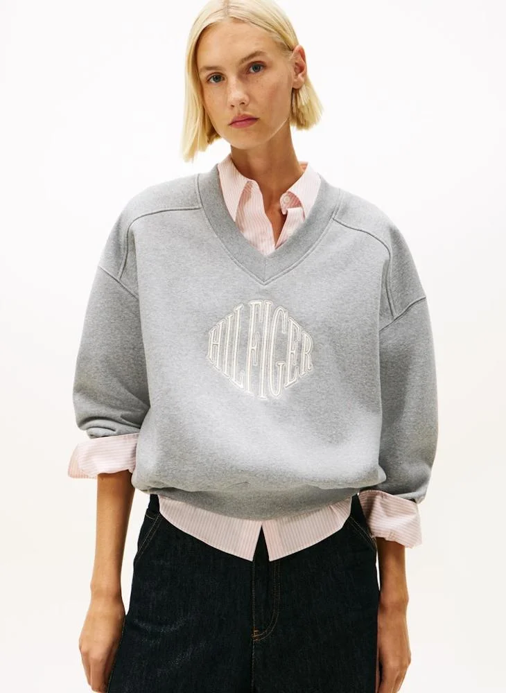 Graphic V Neck Sweatshirt