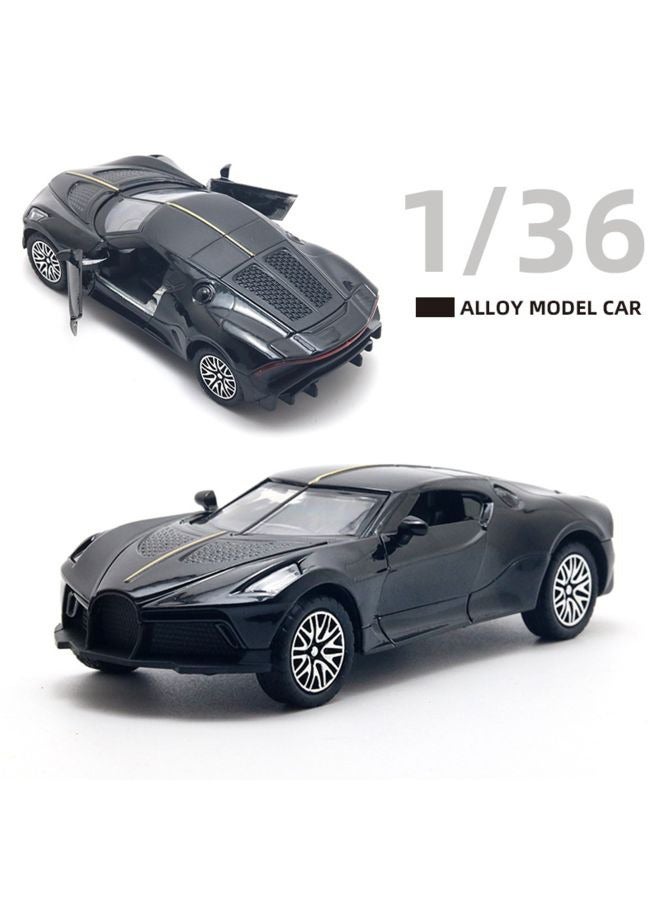 1:36 Bugatti Alloy Sports Car Model , Pull-Back Toy Car , Model Car for Kids Boy Girl Gift , Collectible Display ,Black - Image 1