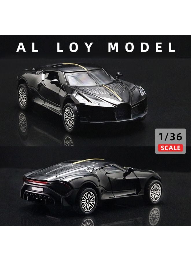 1:36 Bugatti Alloy Sports Car Model , Pull-Back Toy Car , Model Car for Kids Boy Girl Gift , Collectible Display ,Black - Image 2