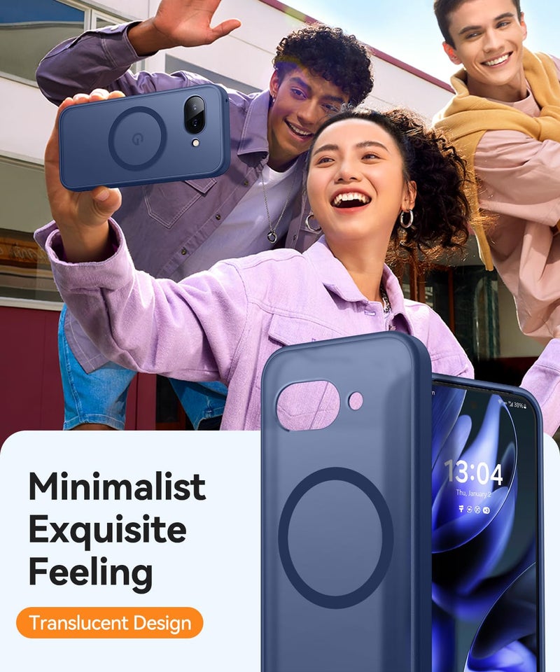 CANSHN Magnetic Compatible with Google Pixel 9a Case(6.3 Inch), Upgraded [Full Camera Protection] [Compatible with Magsafe] [Translucent Matte] Shockproof Protective Phone Case Cover,Deep Blue - Image 4