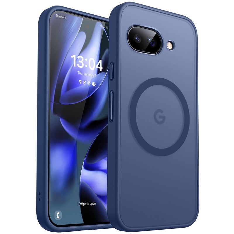 CANSHN Magnetic Compatible with Google Pixel 9a Case(6.3 Inch), Upgraded [Full Camera Protection] [Compatible with Magsafe] [Translucent Matte] Shockproof Protective Phone Case Cover,Deep Blue - Image 1